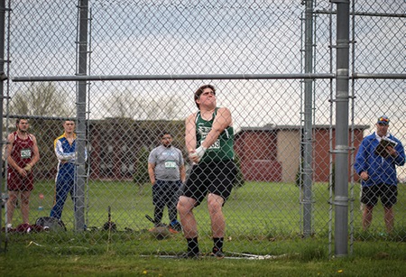 Thomas Randall competes in the hammer throw. 